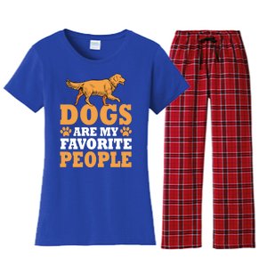 Dogs Are My Favorite People Golden Retriever Lover Gift Women's Flannel Pajama Set