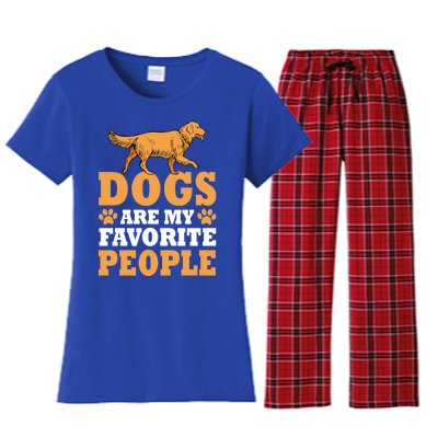 Dogs Are My Favorite People Golden Retriever Lover Gift Women's Flannel Pajama Set