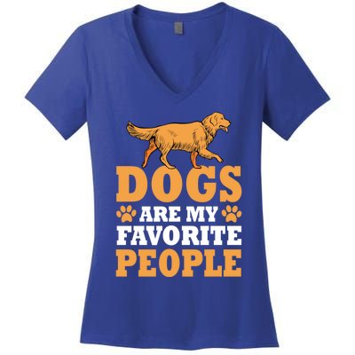 Dogs Are My Favorite People Golden Retriever Lover Gift Women's V-Neck T-Shirt