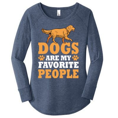 Dogs Are My Favorite People Golden Retriever Lover Gift Women's Perfect Tri Tunic Long Sleeve Shirt