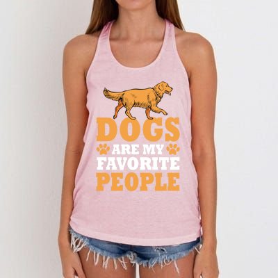 Dogs Are My Favorite People Golden Retriever Lover Gift Women's Knotted Racerback Tank