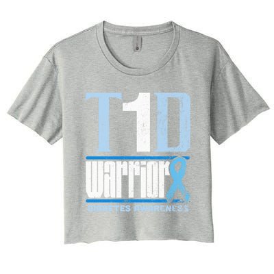 Diabetes Awareness Month T1d Diabetes Warrior Gift Women's Crop Top Tee