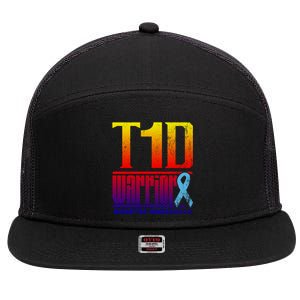 Diabetes Awareness Month T1d Diabetes Warrior Gift 7 Panel Mesh Trucker Snapback Hat