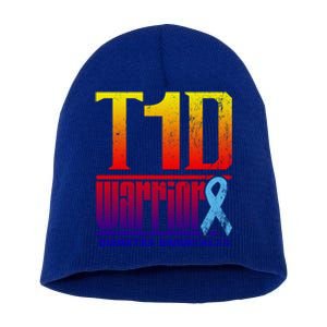 Diabetes Awareness Month T1d Diabetes Warrior Gift Short Acrylic Beanie