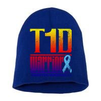 Diabetes Awareness Month T1d Diabetes Warrior Gift Short Acrylic Beanie