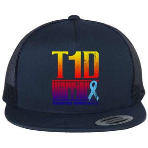 Diabetes Awareness Month T1d Diabetes Warrior Gift Flat Bill Trucker Hat