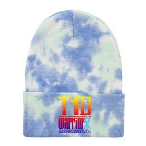 Diabetes Awareness Month T1d Diabetes Warrior Gift Tie Dye 12in Knit Beanie