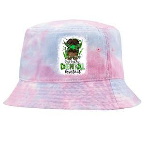 Dental Assistant Messy Bun Teeth Dentist St Patricks Day Cute Gift Tie-Dyed Bucket Hat