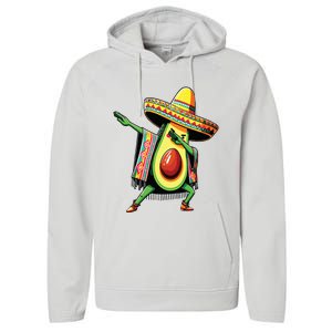 Dabbing Avocado Mexican Poncho Cinco De Mayo Performance Fleece Hoodie