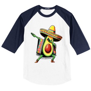 Dabbing Avocado Mexican Poncho Cinco De Mayo Baseball Sleeve Shirt