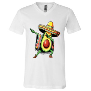 Dabbing Avocado Mexican Poncho Cinco De Mayo V-Neck T-Shirt