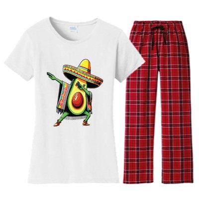 Dabbing Avocado Mexican Poncho Cinco De Mayo Women's Flannel Pajama Set