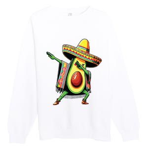 Dabbing Avocado Mexican Poncho Cinco De Mayo Premium Crewneck Sweatshirt