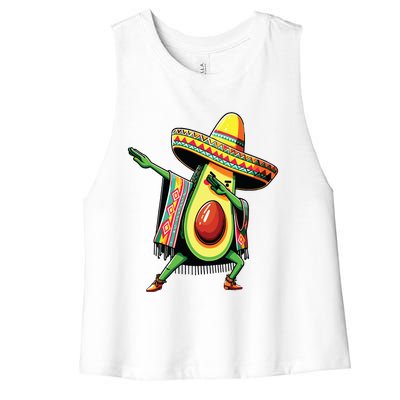 Dabbing Avocado Mexican Poncho Cinco De Mayo Women's Racerback Cropped Tank