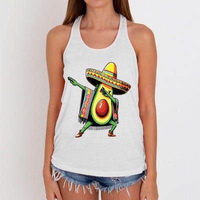 Dabbing Avocado Mexican Poncho Cinco De Mayo Women's Knotted Racerback Tank