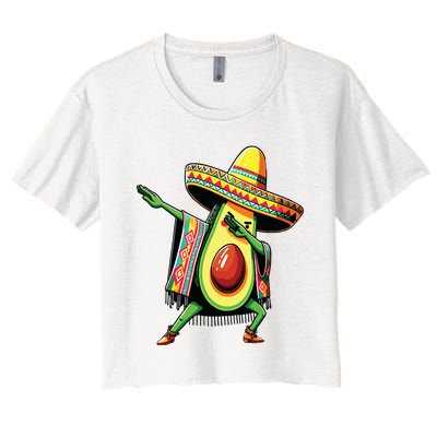 Dabbing Avocado Mexican Poncho Cinco De Mayo Women's Crop Top Tee