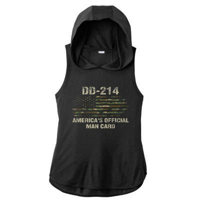 Dd214 Americas Man Card Funny Military Ladies PosiCharge Tri-Blend Wicking Draft Hoodie Tank