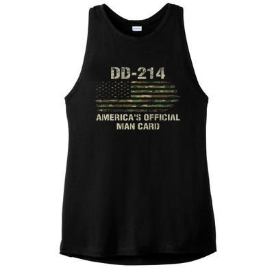 Dd214 Americas Man Card Funny Military Ladies PosiCharge Tri-Blend Wicking Tank