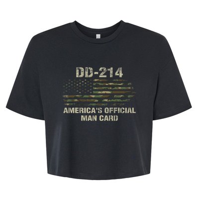 Dd214 Americas Man Card Funny Military Bella+Canvas Jersey Crop Tee