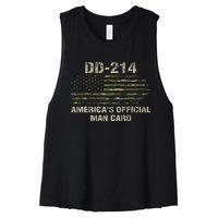 Dd214 Americas Man Card Funny Military Women's Racerback Cropped Tank