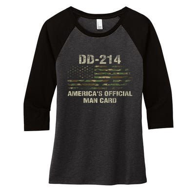 Dd214 Americas Man Card Funny Military Women's Tri-Blend 3/4-Sleeve Raglan Shirt