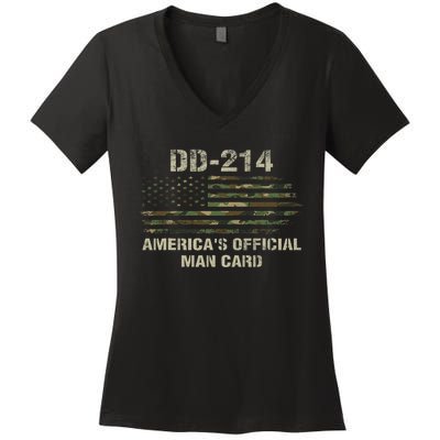 Dd214 Americas Man Card Funny Military Women's V-Neck T-Shirt