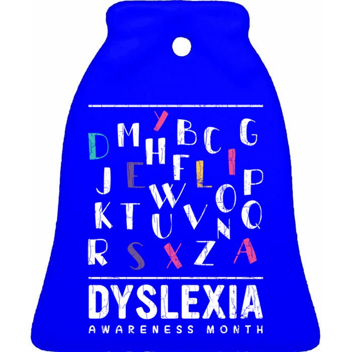 Dyslexia Awareness Month Funny Dyslexic Graphic Gift Ceramic Bell Ornament