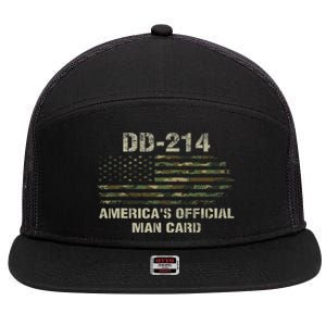 Dd214 Americas Man Card Funny Military 7 Panel Mesh Trucker Snapback Hat