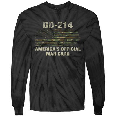 Dd214 Americas Man Card Funny Military Tie-Dye Long Sleeve Shirt