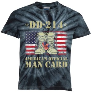 Dd214 Americas Man Card Veteran Day Served Flag Proud Military Family T Kids Tie-Dye T-Shirt