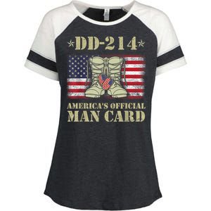 Dd214 Americas Man Card Veteran Day Served Flag Proud Military Family T Enza Ladies Jersey Colorblock Tee