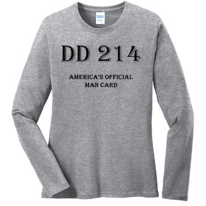 Dd214 America Man Card Ladies Long Sleeve Shirt