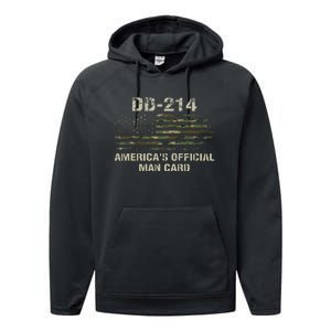 Dd214 Americas Man Card Funny Military Performance Fleece Hoodie