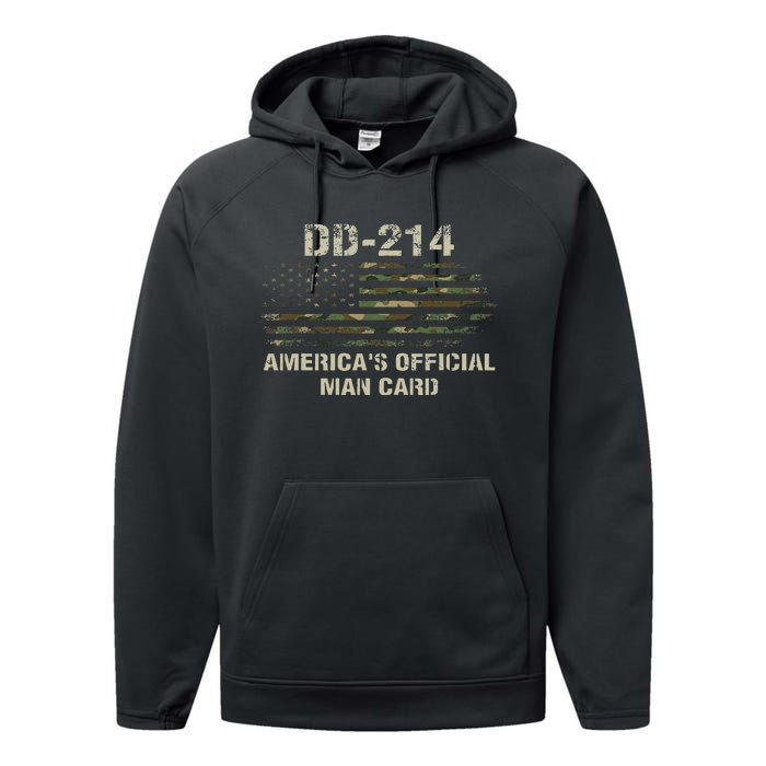 Dd214 Americas Man Card Funny Military Performance Fleece Hoodie