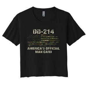 Dd214 Americas Man Card Funny Military Women's Crop Top Tee