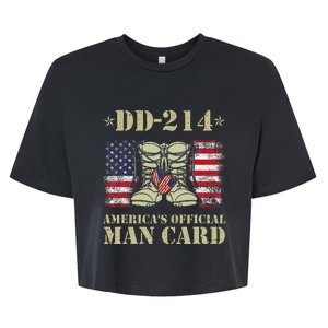 Dd214 Americas Man Card Veteran Day Served Flag Bella+Canvas Jersey Crop Tee