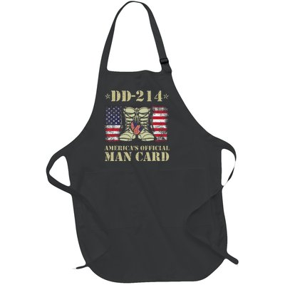 Dd214 Americas Man Card Veteran Day Served Flag Full-Length Apron With Pockets