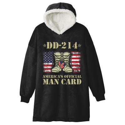 Dd214 Americas Man Card Veteran Day Served Flag Hooded Wearable Blanket