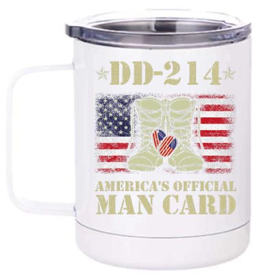 Dd214 Americas Man Card Veteran Day Served Flag 12 oz Stainless Steel Tumbler Cup