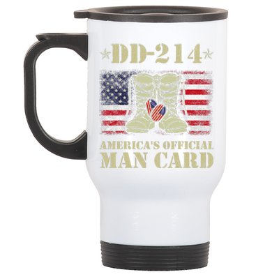 Dd214 Americas Man Card Veteran Day Served Flag Stainless Steel Travel Mug