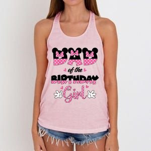 Dad And Mom Birthday Girl Mouse Family Matching Women's Knotted Racerback Tank