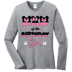 Dad And Mom Birthday Girl Mouse Family Matching Ladies Long Sleeve Shirt