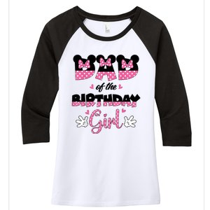 Dad And Mom Birthday Girl Mouse Family Matching Women's Tri-Blend 3/4-Sleeve Raglan Shirt