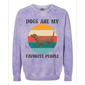 Dogs Are My Favorite People Retro Dachshund Wiener Dog Funny Great Gift Colorblast Crewneck Sweatshirt