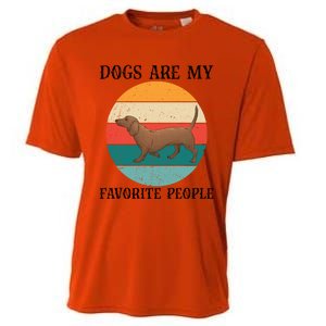 Dogs Are My Favorite People Retro Dachshund Wiener Dog Funny Great Gift Cooling Performance Crew T-Shirt