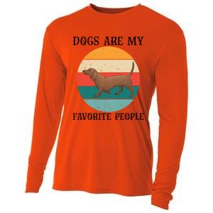 Dogs Are My Favorite People Retro Dachshund Wiener Dog Funny Great Gift Cooling Performance Long Sleeve Crew