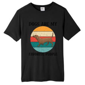 Dogs Are My Favorite People Retro Dachshund Wiener Dog Funny Great Gift Tall Fusion ChromaSoft Performance T-Shirt