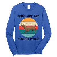 Dogs Are My Favorite People Retro Dachshund Wiener Dog Funny Great Gift Long Sleeve Shirt