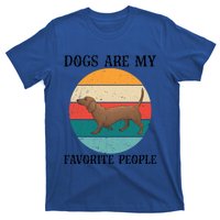 Dogs Are My Favorite People Retro Dachshund Wiener Dog Funny Great Gift T-Shirt