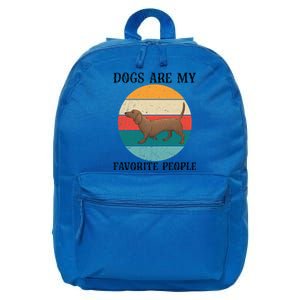 Dogs Are My Favorite People Retro Dachshund Wiener Dog Funny Great Gift 16 in Basic Backpack